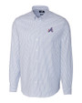Atlanta Braves City Connect Cutter & Buck Stretch Oxford Stripe Mens Long Sleeve Dress Shirt French Blue Mannequin