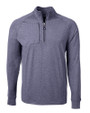 Mannequin Front View of Navy Blue Heather Cutter & Buck Adapt Eco Knit Heather Mens Quarter Zip Pullover