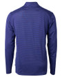 Back mannequin view of a Tour Blue/Black Virtue Eco Pique Micro Stripe Recycled Mens Big & Tall Quarter Zip