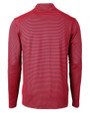 Mannequin back view of a Red/Navy Blue Cutter & Buck Virtue Eco Pique Micro Stripe Recycled Mens Quarter Zip