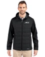 ACC Conference Cutter & Buck Evoke Hybrid Softshell Recycled Full Zip Mens Hooded Jacket Black Front