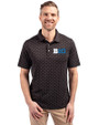 BIG 10 Conference Cutter & Buck Virtue Recycled Tile Print Featherlight Pique Mens  Polo Black Front