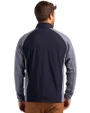 SEC Conference Cutter & Buck Adapt Eco Knit Hybrid Recycled Mens Full Zip Jacket Navy Blue Heather/Navy Blue Back