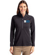BIG 10 Conference Cutter & Buck Adapt Eco Knit Stretch Recycled Womens Half Zip Pullover Black Front