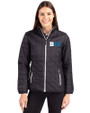 BIG 10 Conference Cutter & Buck Rainier PrimaLoft®  Womens Eco Insulated Full Zip Puffer Jacket Black Front