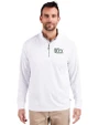 The Ivy League Cutter & Buck Adapt Recycled Soft Knit Stretch  Mens Quarter Zip Pullover White Front