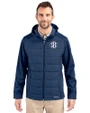 SEC Conference Cutter & Buck Evoke Hybrid Eco Softshell Recycled Full Zip Mens Big & Tall Hooded Jacket Navy Blue Front