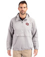 Oklahoma Sooners Vintage Cutter & Buck Charter Recycled Packable Mens Half Zip Anorak Jacket Polished Medium Gray Front
