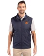 Syracuse Orange College Vault Cutter & Buck Stealth Recycled Hybrid Quilted Mens Big & Tall Windbreaker Vest Liberty Navy Front