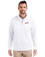 SMU Mustangs College Vault Cutter & Buck Adapt Eco Knit Stretch Recycled Mens Quarter Zip Pullover White Front