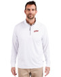 SMU Mustangs College Vault Cutter & Buck Adapt Eco Knit Stretch Recycled Mens Quarter Zip Pullover White Front