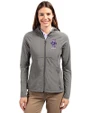Kansas State Wildcats Wabash Vintage Cutter & Buck Adapt Recycled Soft Knit Stretch Womens Hybrid Full Zip Jacket Elemental Grey Front