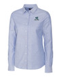 Citadel Bulldogs Vintage Cutter & Buck Stretch Oxford Womens Long Sleeve Dress Shirt Light Blue Mannequin