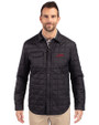 SMU Mustangs College Vault Cutter & Buck Rainier PrimaLoft® Mens Big and Tall Eco Insulated Quilted Shirt Jacket Black Front