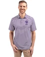 Kansas State Wildcats Wabash Vintage Cutter & Buck Virtue Eco Pique Stripe Recycled Mens Big and Tall Polo College Purple Front