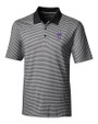 Kansas State Wildcats Wabash Vintage Cutter & Buck Forge Tonal Stripe Stretch Mens Big and Tall Polo Black Mannequin