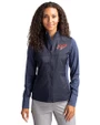 Dayton Flyers College Vault Cutter & Buck Stealth Hybrid Quilted Womens Full Zip Windbreaker Jacket Liberty Navy Front