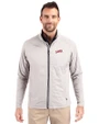 SMU Mustangs College Vault Cutter & Buck Adapt Eco Knit Hybrid Recycled Mens Full Zip Jacket Polished Medium Gray Front
