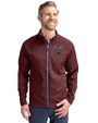 Texas A&M Aggies College Vault Cutter & Buck Adapt Recycled Soft Knit Stretch Mens Hybrid Full Zip Jacket Bordeaux Front