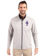 Kansas State Wildcats Wabash Vintage Cutter & Buck Adapt Eco Knit Hybrid Recycled Mens Full Zip Jacket Polished Medium Gray Front