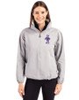 Kansas State Wildcats Wabash Vintage Cutter & Buck Charter Eco Recycled Womens Anorak Jacket Polished Medium Gray Front