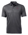 SMU Mustangs College Vault Cutter & Buck Pike Banner Print Stretch Mens Polo Black Mannequin
