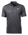 Texas Longhorns College Vault Cutter & Buck Pike Banner Print Stretch Mens Polo Black Mannequin