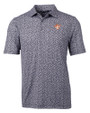 Texas Longhorns College Vault Cutter & Buck Pike Magnolia Print Stretch Mens Polo Black/Polished Mannequin