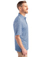 Dayton Flyers College Vault Cutter & Buck Pike Magnolia Print Stretch Mens Polo Atlas/Navy Blue Side