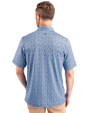 Citadel Bulldogs Vintage Cutter & Buck Pike Magnolia Print Stretch Mens Polo Atlas/Navy Blue Back