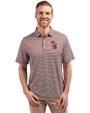 Minnesota Golden Gophers College Vault Cutter & Buck Forge Eco Double Stripe Stretch Recycled Mens Polo Bordeaux/White Front