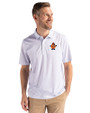 Syracuse Orange College Vault Cutter & Buck Pike Eco Pebble Print Stretch Recycled Mens Polo White Front