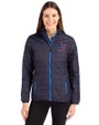 New York Giants Americana Cutter & Buck Rainier PrimaLoft®  Womens Eco Insulated Full Zip Puffer Jacket Dark Navy Front