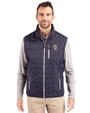 North Carolina Tar Heels College Vault Cutter & Buck Rainier PrimaLoft® Mens Big and Tall Eco Insulated Full Zip Puffer Vest Dark Navy/Silver Front