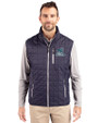 Citadel Bulldogs Vintage Cutter & Buck Rainier PrimaLoft® Mens Big and Tall Eco Insulated Full Zip Puffer Vest Dark Navy/Silver Front