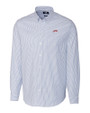SMU Mustangs College Vault Cutter & Buck Stretch Oxford Stripe Mens Long Sleeve Dress Shirt French Blue Mannequin
