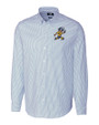 ETSU Buccaneers College Vault Cutter & Buck Easy Care Stretch Oxford Stripe Mens Long Sleeve Button Down Shirt Light Blue Mannequin