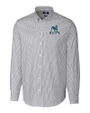Citadel Bulldogs Vintage Cutter & Buck Stretch Oxford Stripe Mens Long Sleeve Dress Shirt Charcoal Mannequin