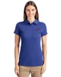 SMU Mustangs College Vault Cutter & Buck Advantage Eco Tri-Blend Pique Womens Polo Tour Blue Front