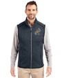 ETSU Buccaneers College Vault Cutter & Buck Mainsail Sweater-Knit Mens Full Zip Vest Liberty Navy Heather Front