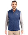 Montana State Bobcats College Vault Cutter & Buck Mainsail Sweater-Knit Mens Full Zip Vest Tour Blue Heather Front