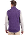 Kansas State Wildcats Wabash Vintage Cutter & Buck Mainsail Sweater-Knit Mens Full Zip Vest College Purple Heather Back