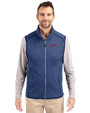 SMU Mustangs College Vault Cutter & Buck Mainsail Sweater-Knit Mens Full Zip Vest Tour Blue Heather Front