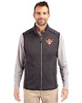 Texas Longhorns College Vault Cutter & Buck Mainsail Sweater-Knit Mens Full Zip Vest Charcoal Heather Front