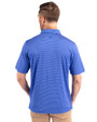 SMU Mustangs College Vault Cutter & Buck Forge Pencil Stripe Stretch Mens Polo Chelan Blue Back