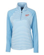 Dayton Flyers College Vault Cutter & Buck Forge Tonal Stripe Stretch Half Zip Womens Top Atlas Light Blue Mannequin