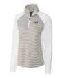 North Carolina Tar Heels College Vault Cutter & Buck Forge Tonal Stripe Stretch Half Zip Womens Top White/Polished Mannequin