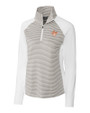 Texas Longhorns College Vault Cutter & Buck Forge Tonal Stripe Stretch Half Zip Womens Top White/Polished Mannequin