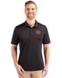 Oklahoma Sooners Vintage Cutter & Buck Prospect Eco Textured Stretch Recycled Mens Big & Tall Polo Black Front