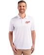 Dayton Flyers College Vault Cutter & Buck Prospect Eco Textured Stretch Recycled Mens Short Sleeve Polo White Front